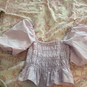 Francesca's Collections Light Purple Smocked Blouse